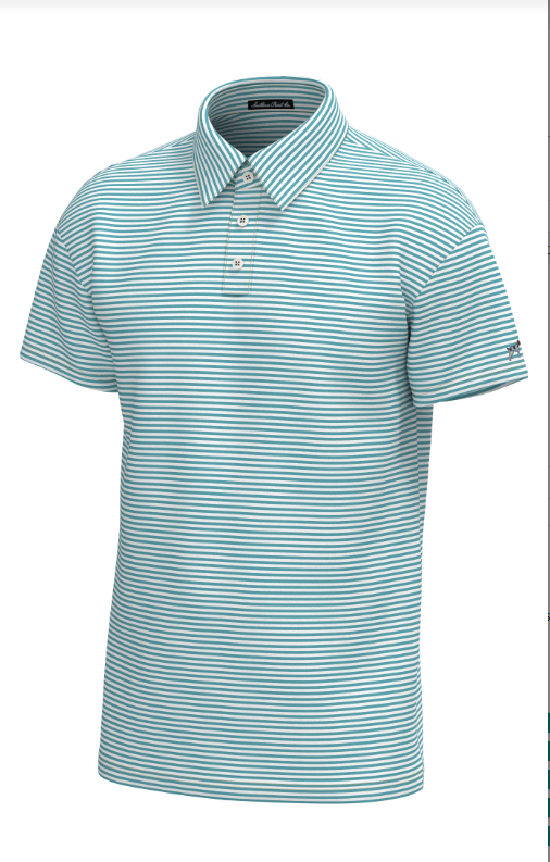 Youth Morgan Stripe Performance Polo - Coastal Water White