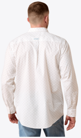 MNS Wrinkle Free Barlow Classic Fit Shirt - White GEO Print