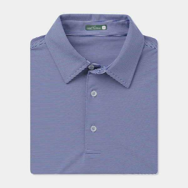 Club Pinstripe Performance Polo - Navy