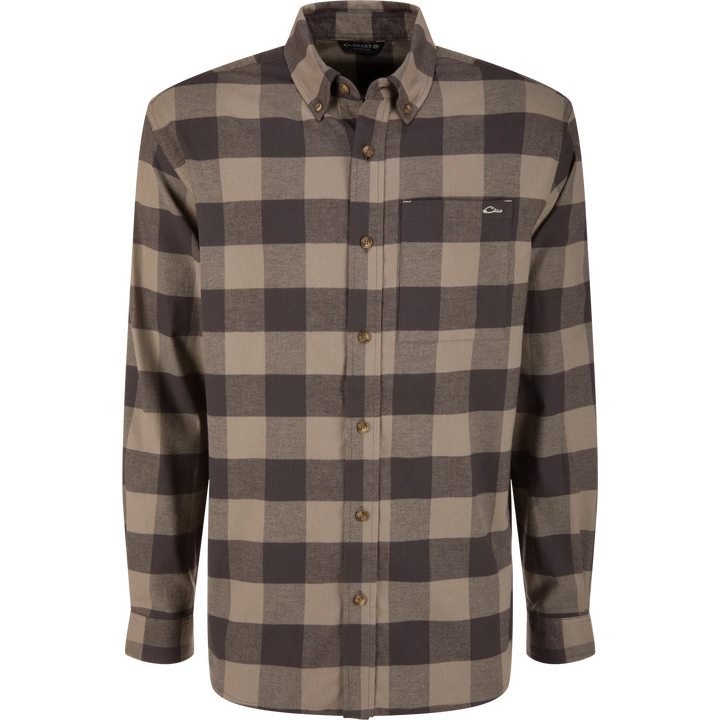 Autumn Flannel Shirt - Stone Check Plaid