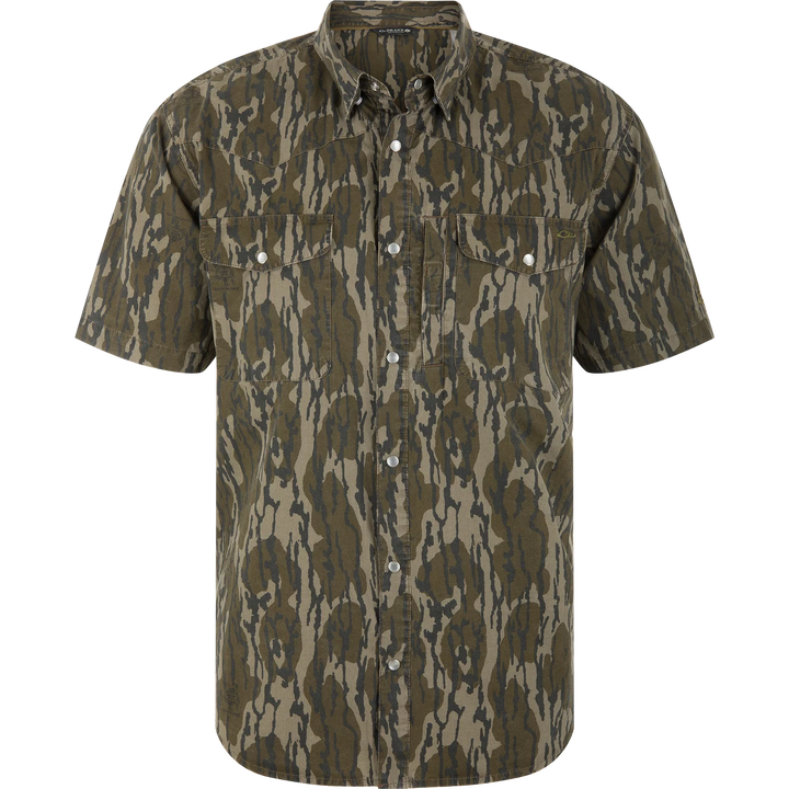 Cinco Ranch Western Acid Wash Solid Shirt SS- Original Bottomland