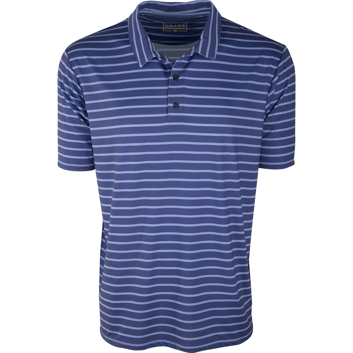Performance S/S Stretch Striped Polo Blue Depths