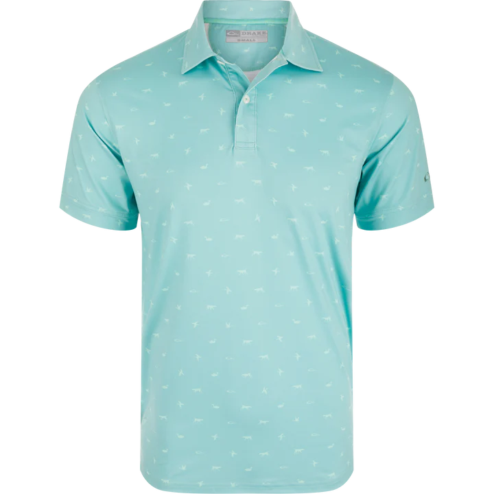 Performance Print Polo - Aqua Haze