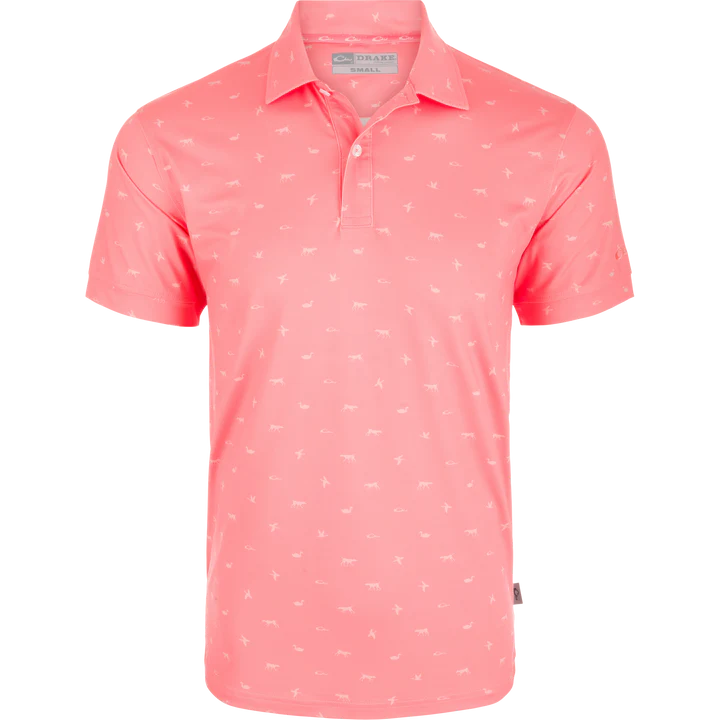 Performance Print Polo - Shell Pink