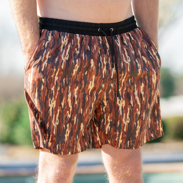 Lined Swim Trunks- Bark Camo