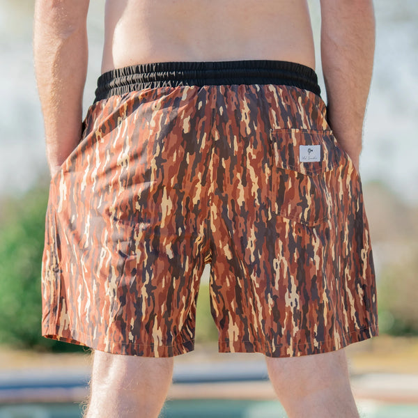 Lined Swim Trunks- Bark Camo