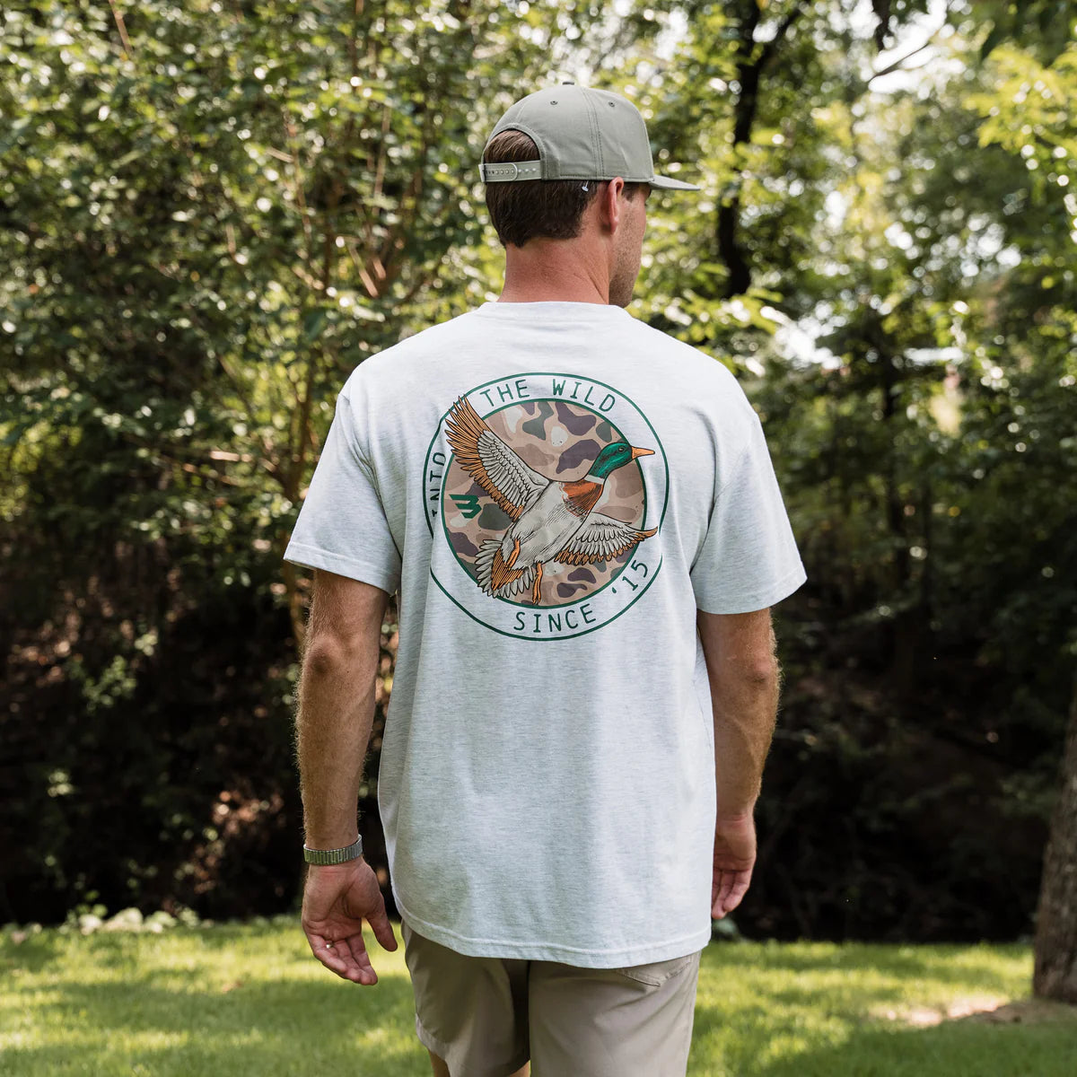 SS Tee - Camo Mallard Duck - Heather Ash Grey