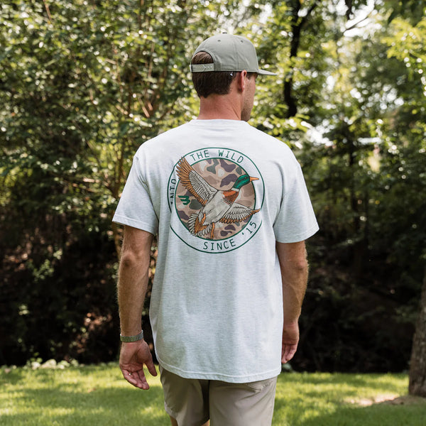 SS Tee - Camo Mallard Duck - Heather Ash Grey