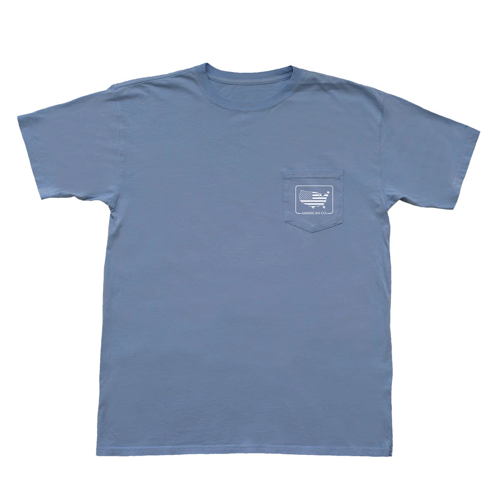 Betsy Ross Flag Short Sleeve Pocket Tee - Denim