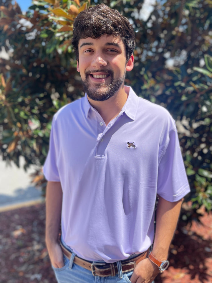 Quail Performance Polo - Lilac & White Stripes