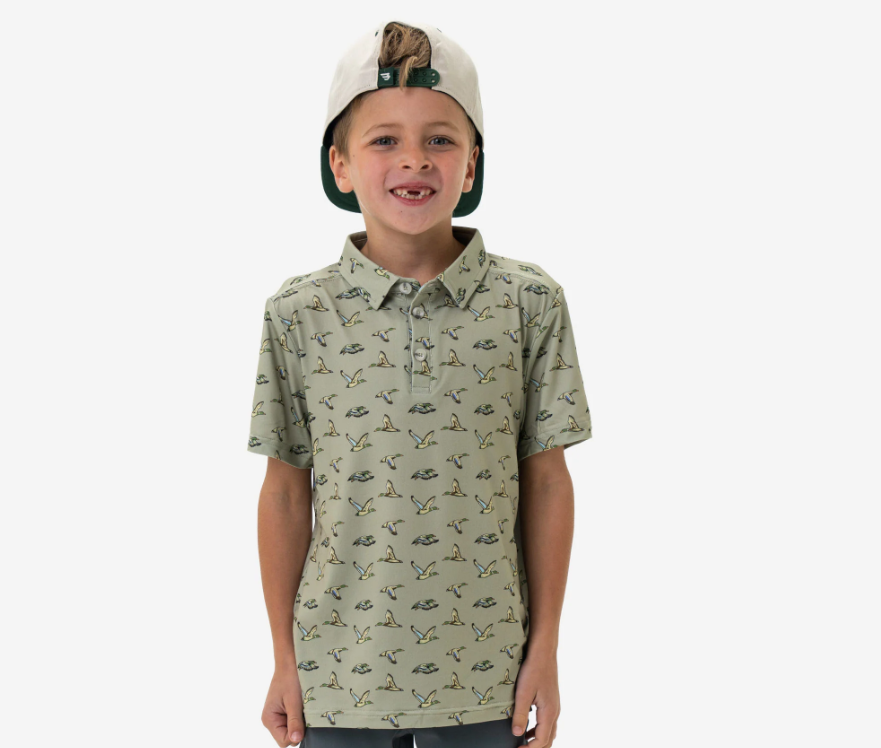 Youth Performance Polo - Flying Ducks Green