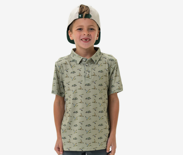 Youth Performance Polo - Flying Ducks Green