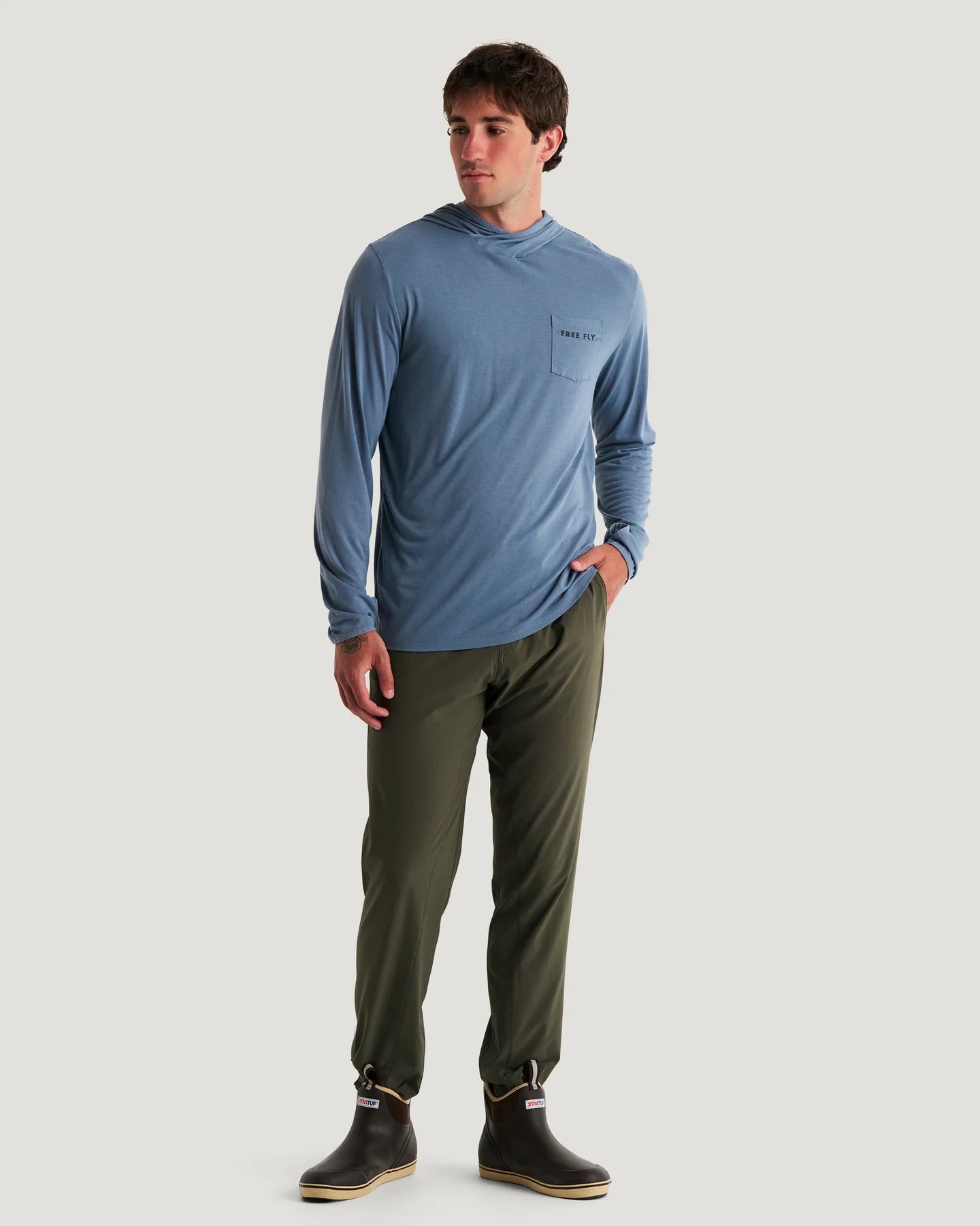 Men's Bamboo Lightweight Graphic Hoodie - Pacific Blue