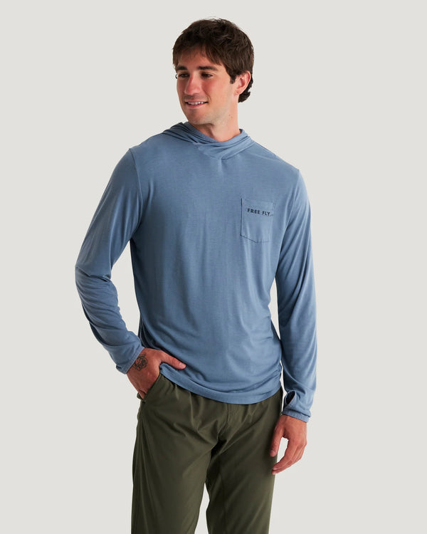 Men's Bamboo Lightweight Graphic Hoodie - Pacific Blue
