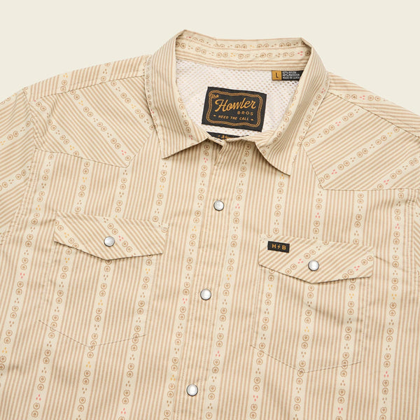 H Bar B Tech Longsleeve - Mosquero Stripe - Brown Rice