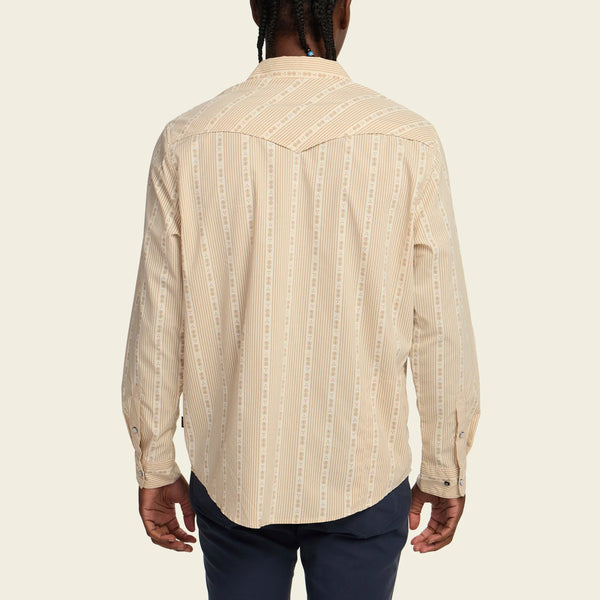 H Bar B Tech Longsleeve - Mosquero Stripe - Brown Rice