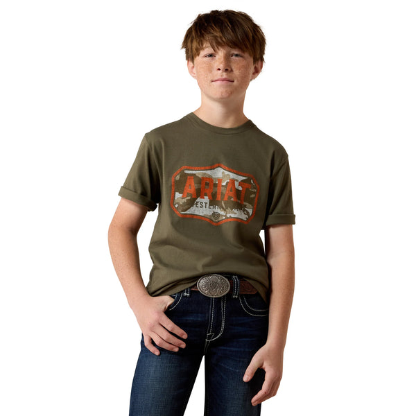 Youth Wild Creek Camo Tee - Army Green