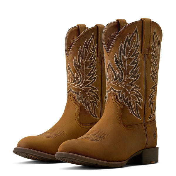 Ariat Men's Sport Stockman U Toe Cowboy Boot - Distressed Brown