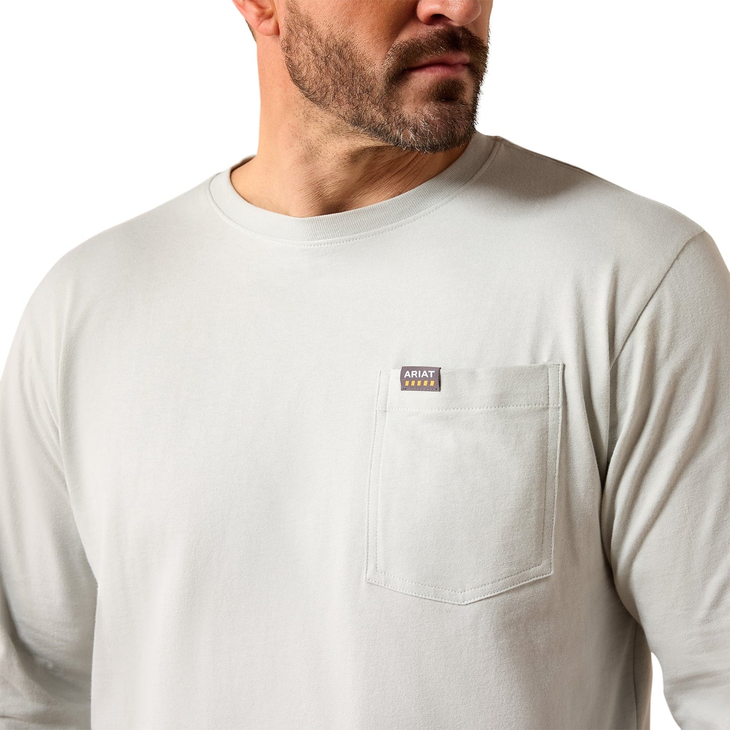 Ariat Men's Rebar Cotton Strong Harbor Mist Standard Logo Pocket T-Shirt
