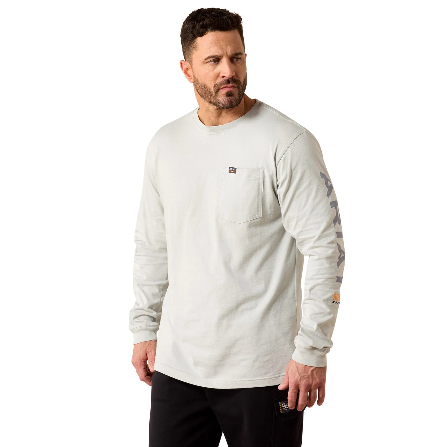 Ariat Men's Rebar Cotton Strong Harbor Mist Standard Logo Pocket T-Shirt
