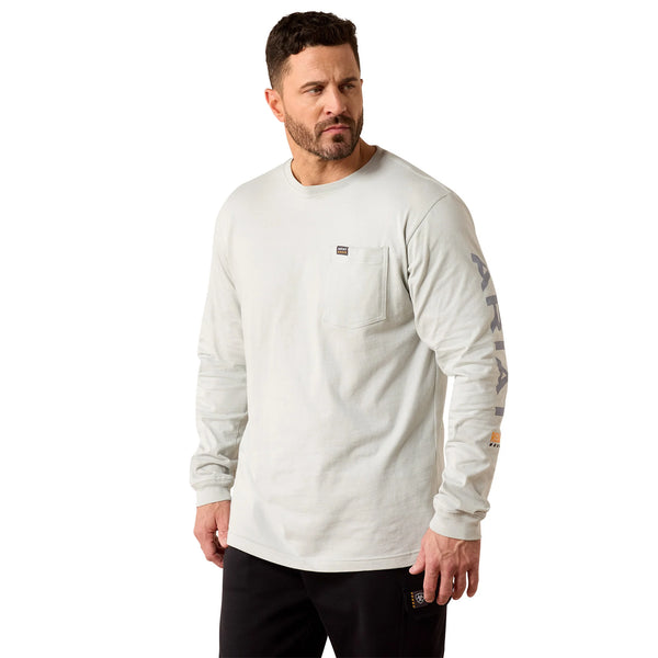 Ariat Men's Rebar Cotton Strong Harbor Mist Standard Logo Pocket T-Shirt