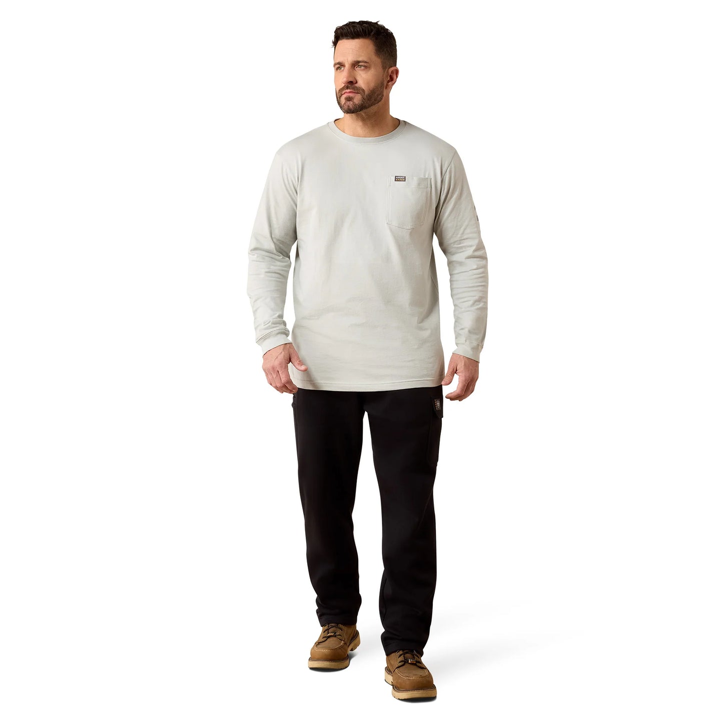 Ariat Men's Rebar Cotton Strong Harbor Mist Standard Logo Pocket T-Shirt