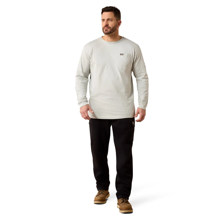 Ariat Men's Rebar Cotton Strong Harbor Mist Standard Logo Pocket T-Shirt