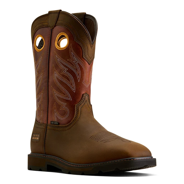 Ariat Groundwork Steel Toe Men's Wide Square Toe Work Boots - Brown