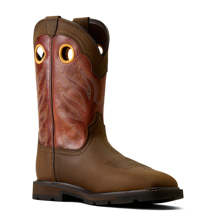 Ariat Groundwork Steel Toe Men's Wide Square Toe Work Boots - Brown