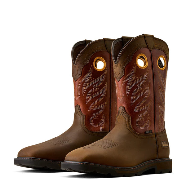 Ariat Groundwork Steel Toe Men's Wide Square Toe Work Boots - Brown
