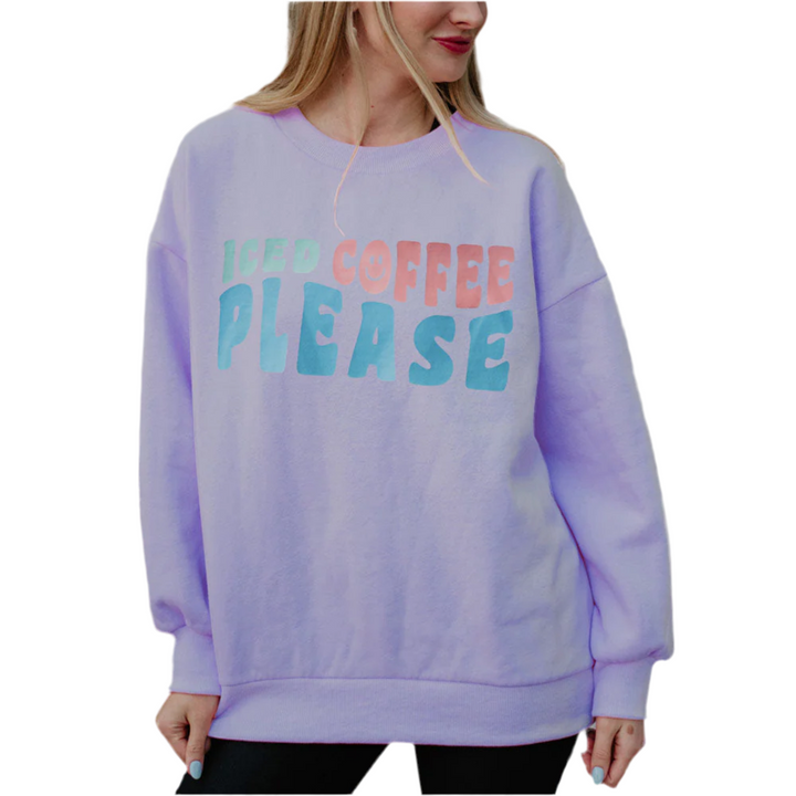 Iced Coffee Please Sweatshirt - Purple