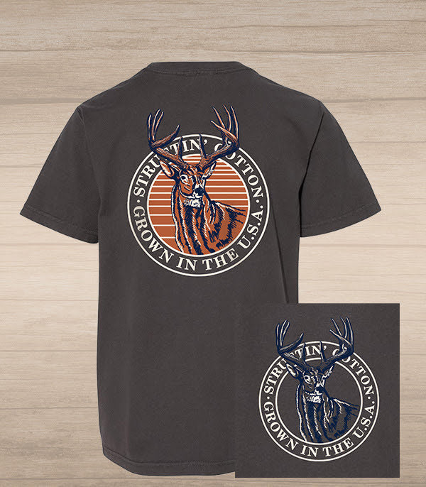 Youth Whitetail Badge Tee - Railroad Grey