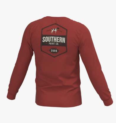 Youth Greyton Badge Long Sleeve Pocket Tee - Chili Oil