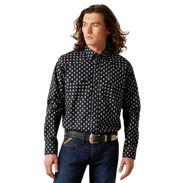 Felix Fitted Shirt Black Print Button Up