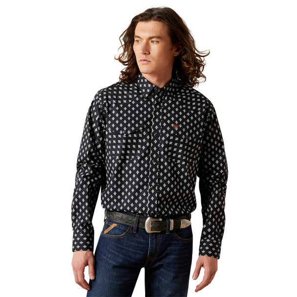 Felix Fitted Shirt Black Print Button Up