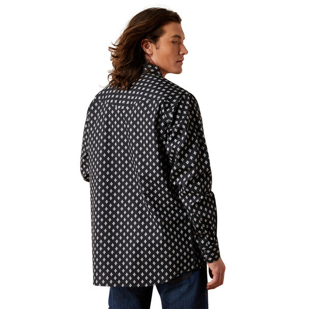 Felix Fitted Shirt Black Print Button Up