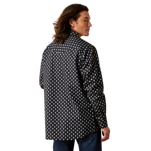 Felix Fitted Shirt Black Print Button Up