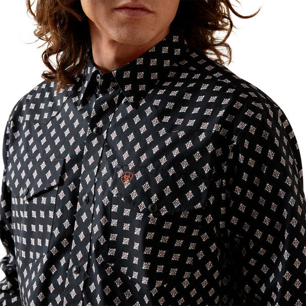 Felix Fitted Shirt Black Print Button Up