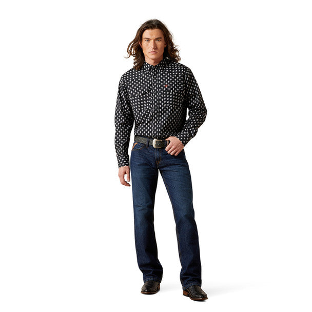 Felix Fitted Shirt Black Print Button Up