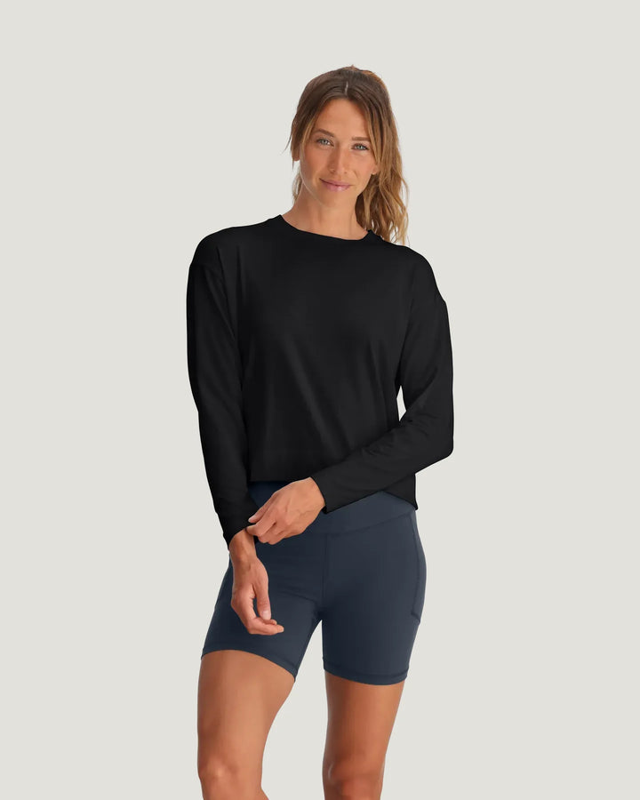 Women's Bamboo Shade Crossover Long Sleeve - Black