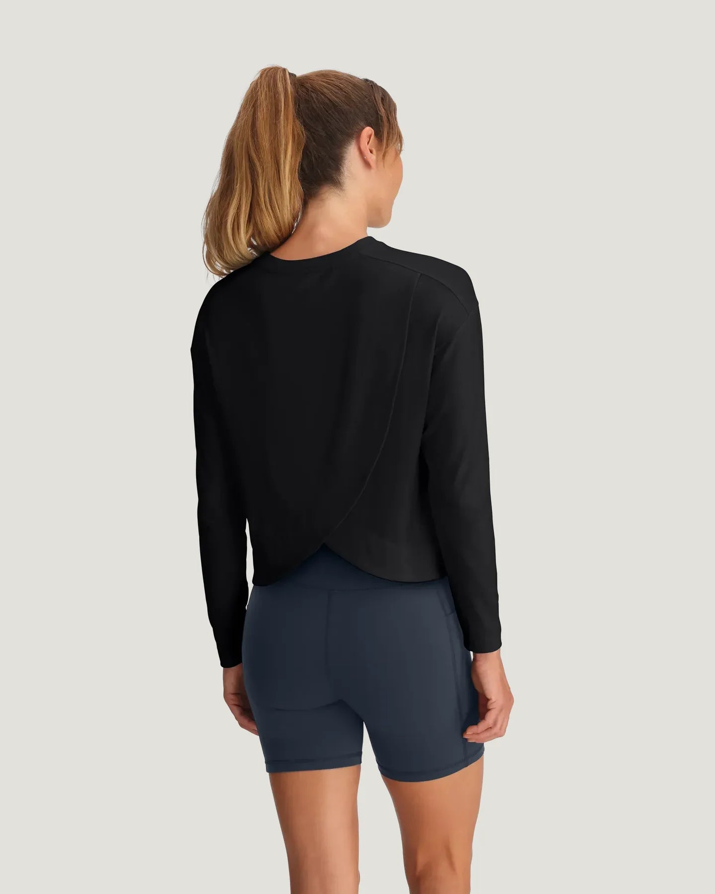 Women's Bamboo Shade Crossover Long Sleeve - Black