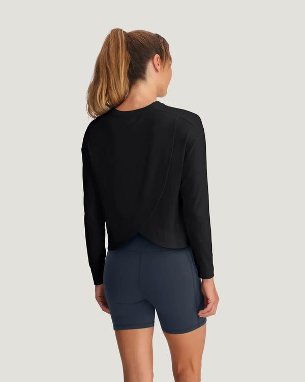 Women's Bamboo Shade Crossover Long Sleeve - Black