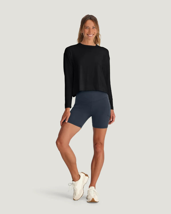 Women's Bamboo Shade Crossover Long Sleeve - Black