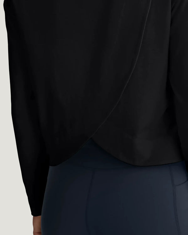 Women's Bamboo Shade Crossover Long Sleeve - Black