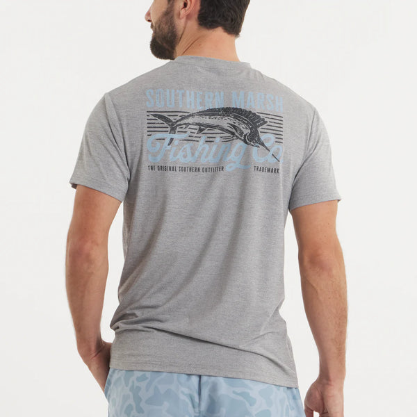 FieldTec™ Pro Heathered Tee - Fishing Co- Midnight Gray