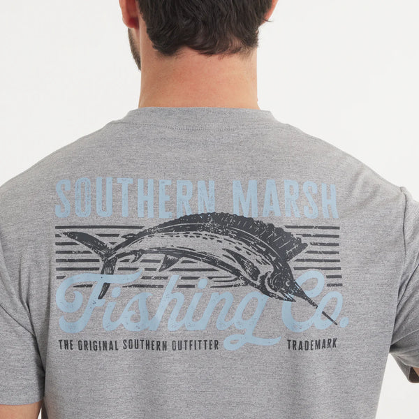 FieldTec™ Pro Heathered Tee - Fishing Co- Midnight Gray