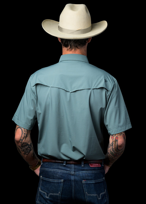CORE - Men's Aqua Short Sleeve Pearl Snap Shirt