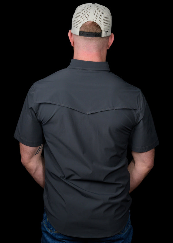CORE - Men's Grey Short Sleeve Pearl Snap Shirt
