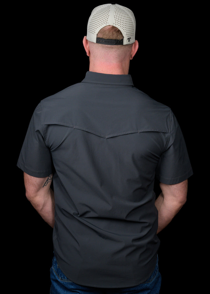 CORE - Men's Grey Short Sleeve Pearl Snap Shirt