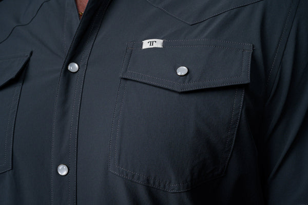 CORE - Men's Grey Short Sleeve Pearl Snap Shirt